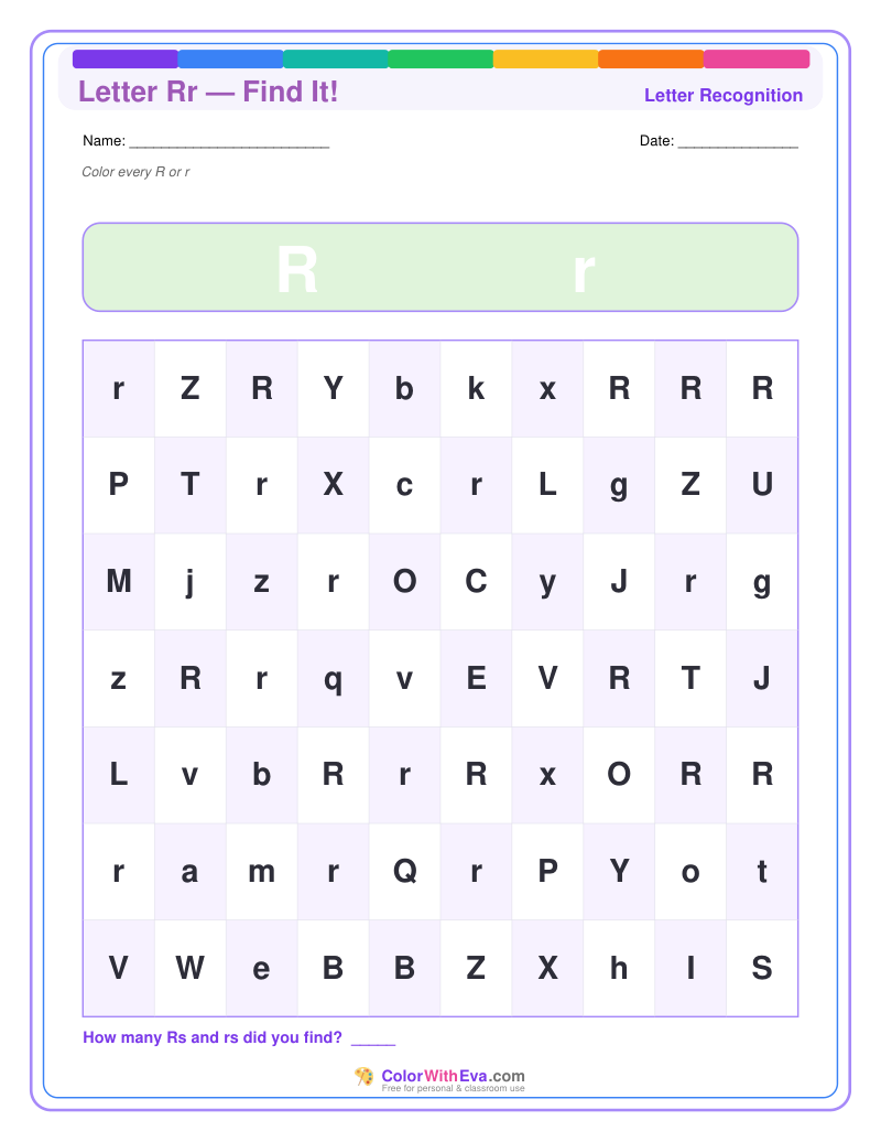Letter Recognition: Find the Letter R preview