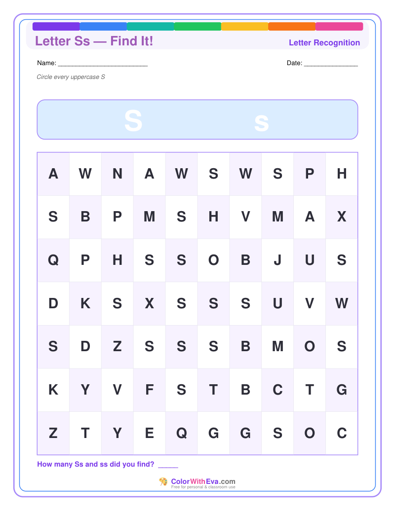 Letter Recognition: Find the Letter S preview