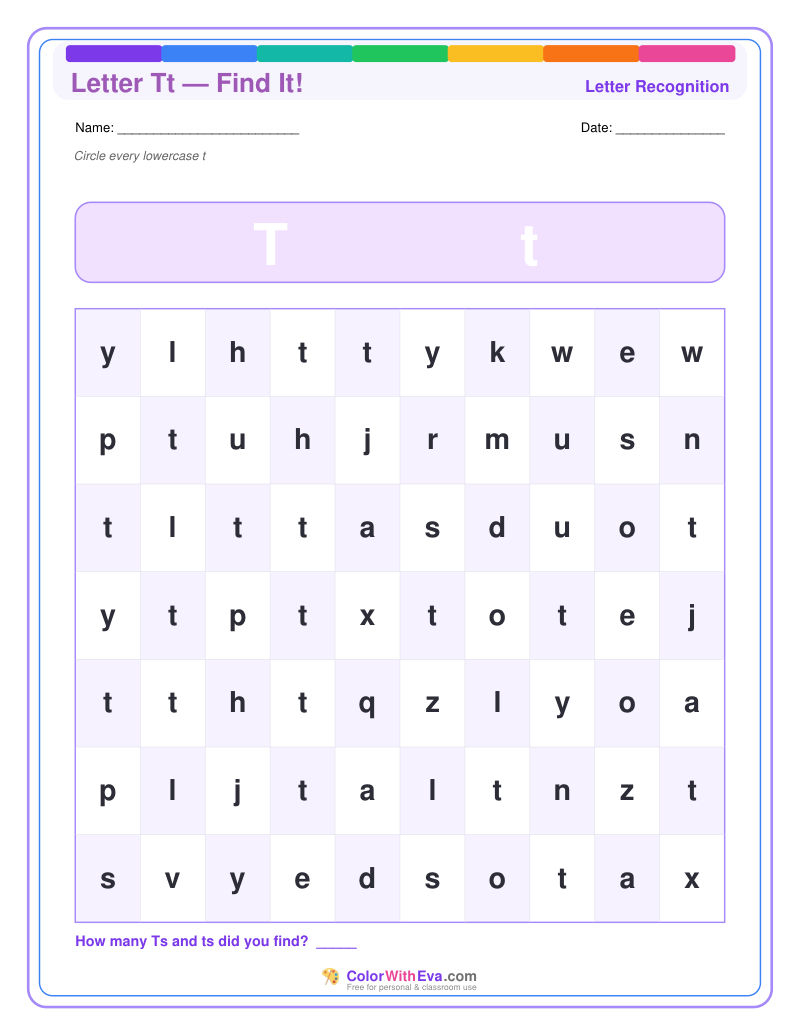 Letter Recognition: Find the Letter T preview