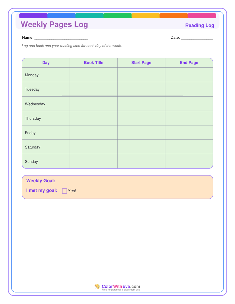 Weekly Pages Log preview