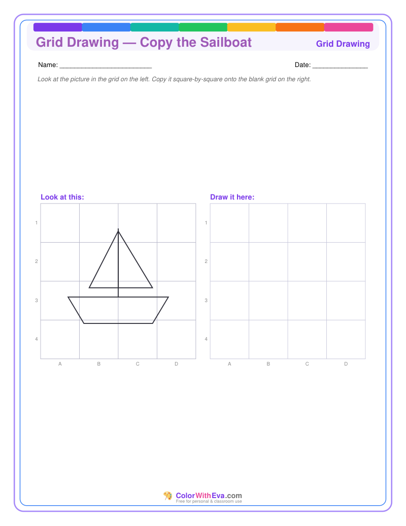 Grid Drawing — Copy the Sailboat preview