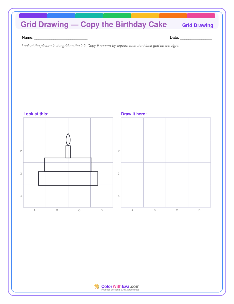 Grid Drawing — Copy the Birthday Cake preview
