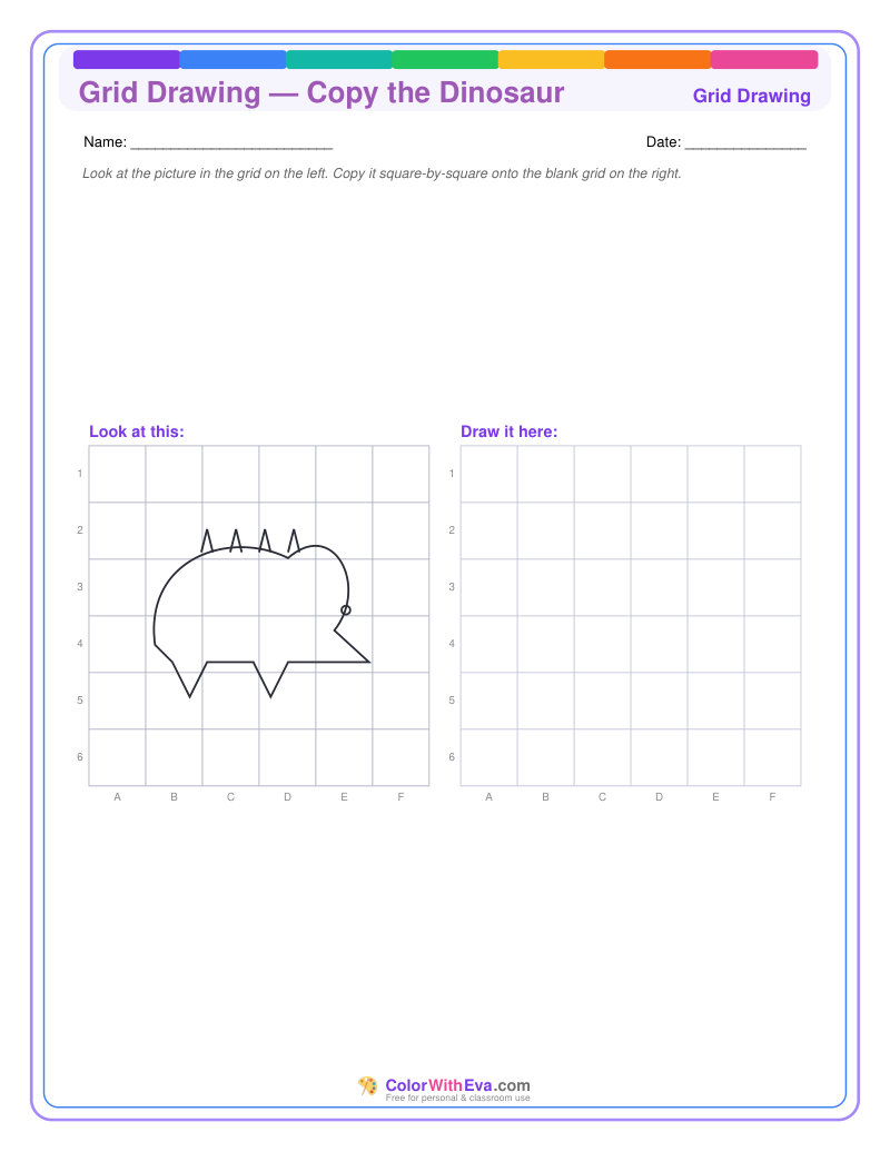 Grid Drawing — Copy the Dinosaur preview