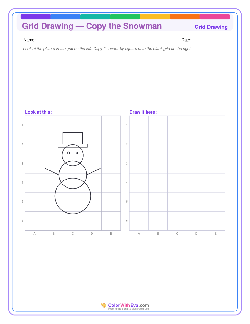 Grid Drawing — Copy the Snowman preview