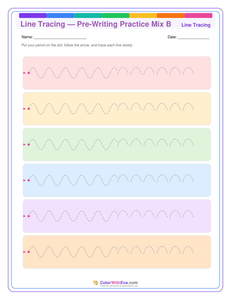 Line Tracing — Pre-Writing Practice Mix B preview