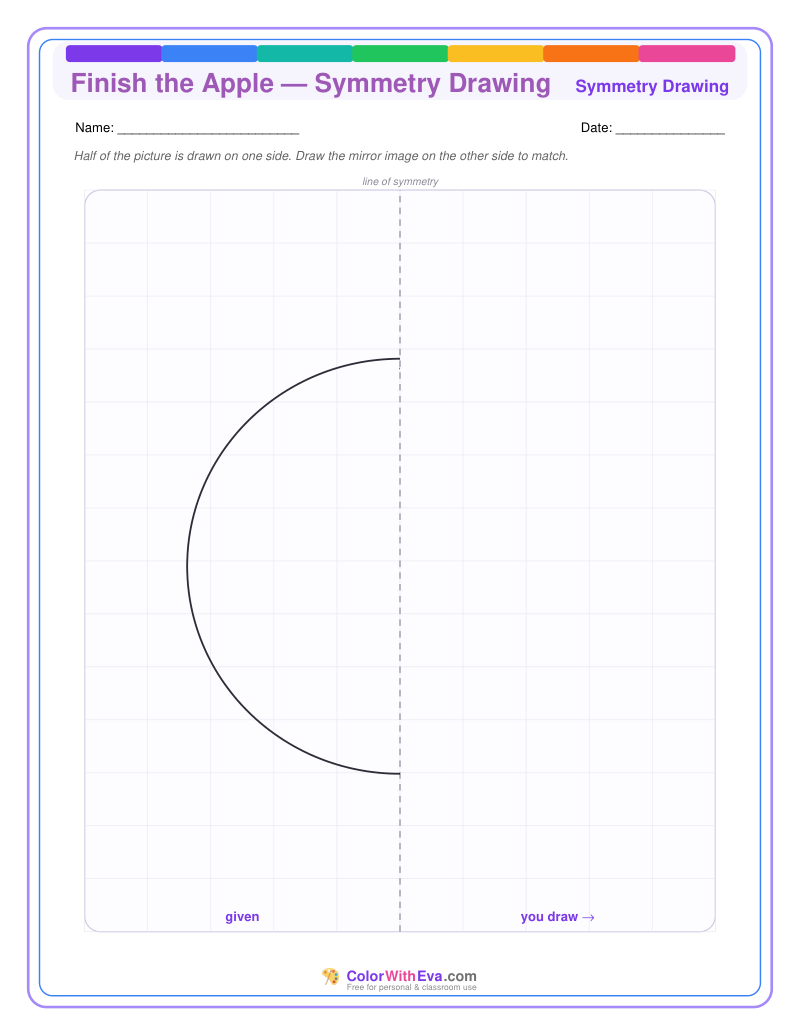 Finish the Apple — Symmetry Drawing preview