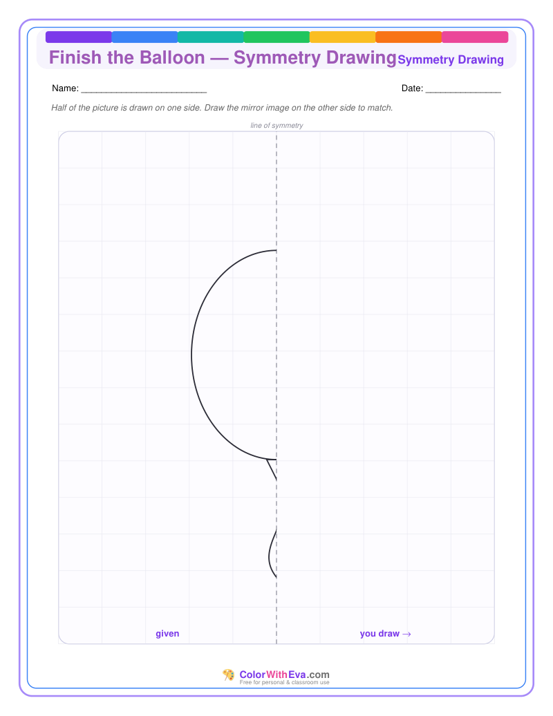 Finish the Balloon — Symmetry Drawing preview