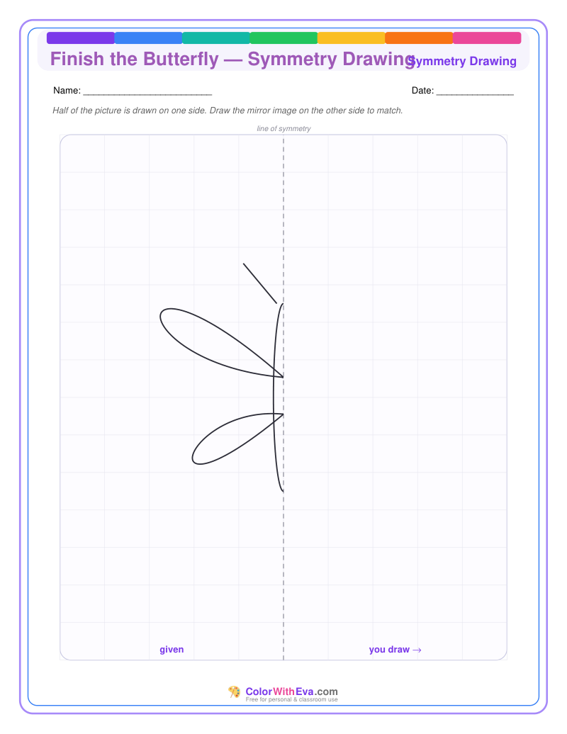 Finish the Butterfly — Symmetry Drawing preview