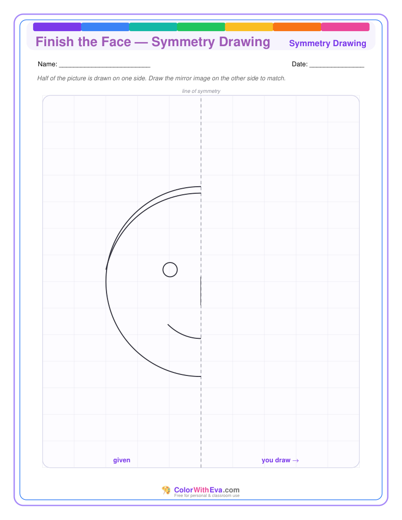 Finish the Face — Symmetry Drawing preview