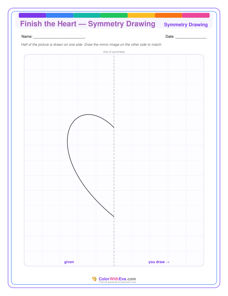 Finish the Heart — Symmetry Drawing preview
