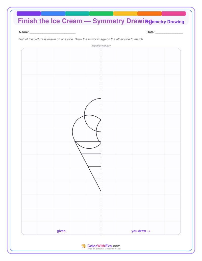 Finish the Ice Cream — Symmetry Drawing preview