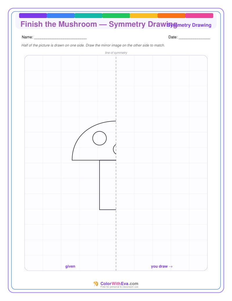 Finish the Mushroom — Symmetry Drawing preview