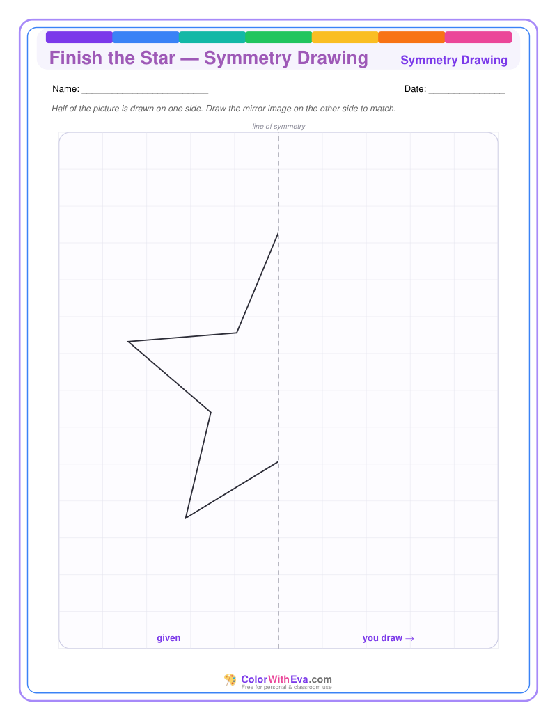 Finish the Star — Symmetry Drawing preview