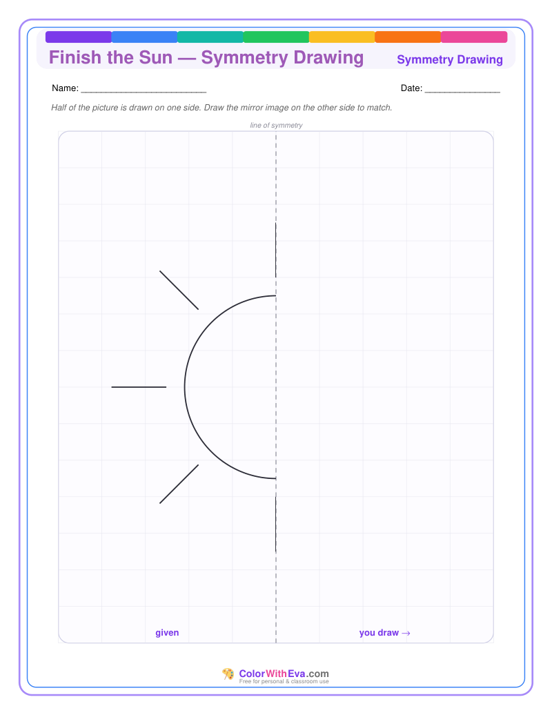 Finish the Sun — Symmetry Drawing preview