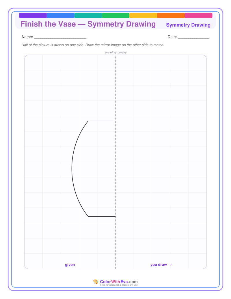 Finish the Vase — Symmetry Drawing preview